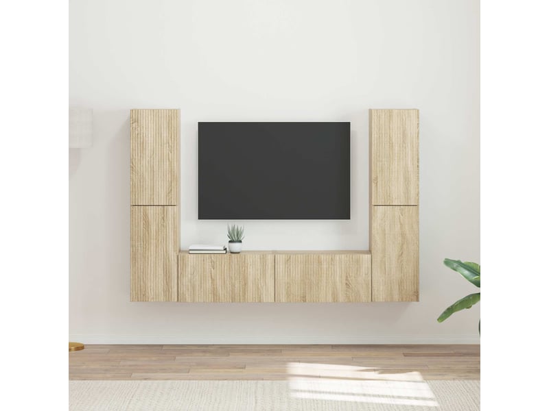  Ensemble meuble tv - banc tv - meuble de rangement 6 pcs chêne sonoma bois d'ingénierie  - Conforama B