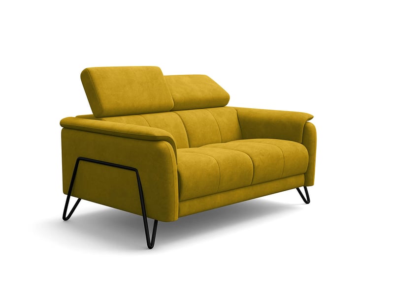  Canapé 2 places roden, tissu velours jaune foncé RODEN - Conforama A
