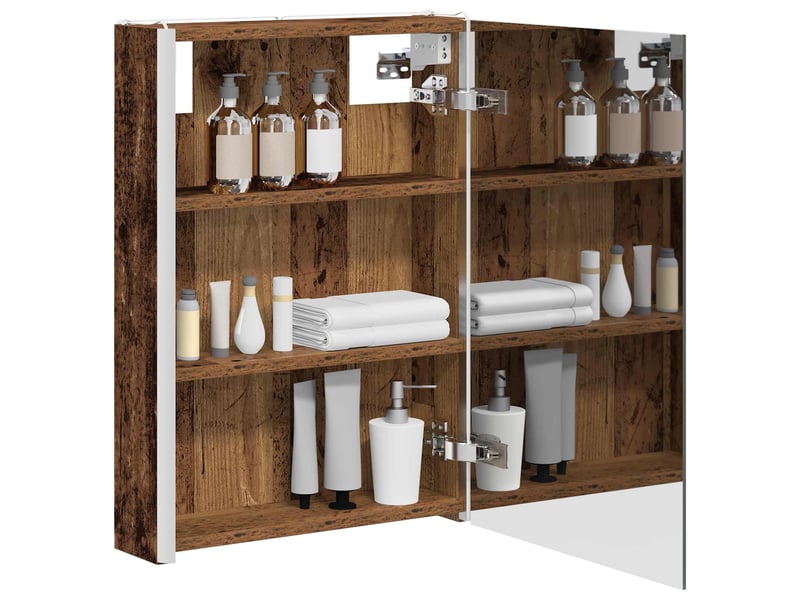  Armoire miroir de salle de bain, cabinet de salle de bain bois ancien 43 x 11,5 x 60,5 cm cf65144  - Conforama C