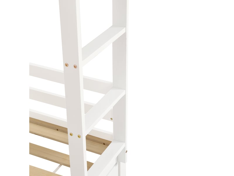  Lit superposé enfant 90x200 blanc avec rangements, échelle et lit escamotable  - Conforama R