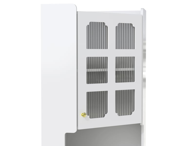  Meuble d'angle blanc avec couche de vernis &amp; éclairage led – meuble multifonction pour salon, bibliothèque, salle de bain, chambre, salle à manger, plaque mdf avec surface laquée blanche  - Conforama E