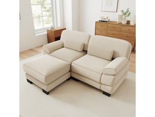 Canapé d'angle modulable - 4 places - forme l - 1 ottoman - assise profonde - velours côtelé - mobilier de salon - pratique - vert