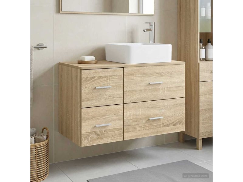 Ensemble de mobilier de salle de bain 2 pcs chêne sonoma shl9580 - Conforama B