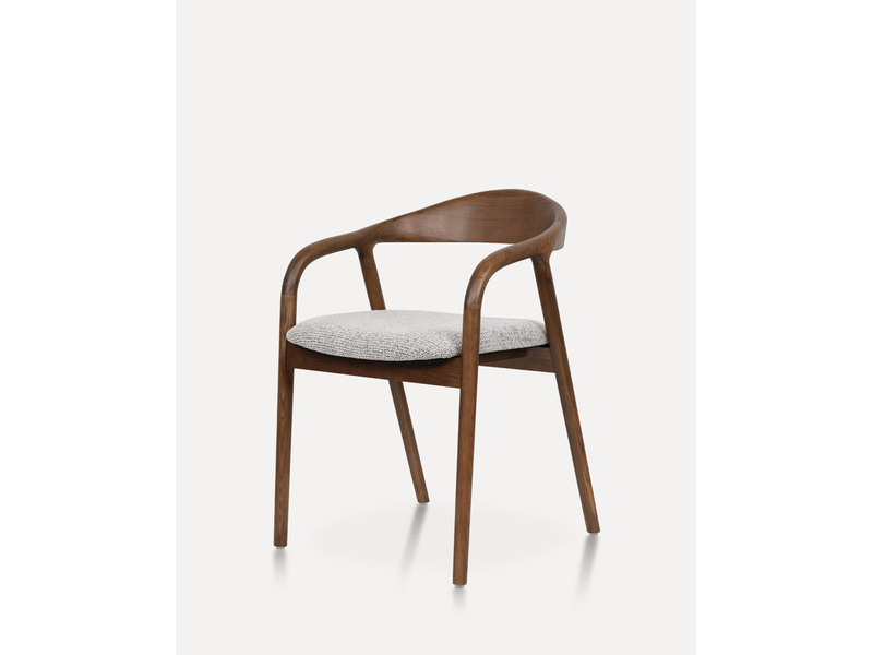  Lot de 2 chaises de salle à manger 52,5x55 cm – noyer et argile – dossier incurvé confortable  - Conforama A