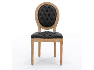 Lot de 2 chaises de salle à manger en similicuir pu noir, pieds en bois massif