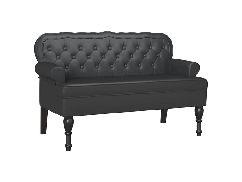  Banc chesterfield, canapé 2 places noir 119,5x64,5x75 cm cuir synthétique  - Conforama A