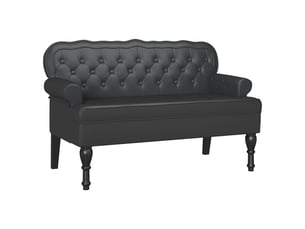 Banc chesterfield, canapé 2 places noir 119,5x64,5x75 cm cuir synthétique