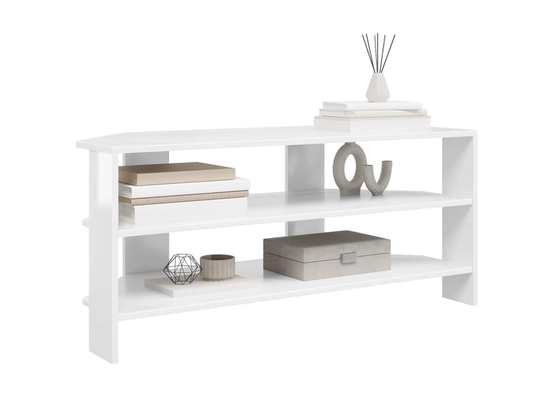  Meuble tv d'angle moderne 100x40,5x45 cm blanc brillant  - Conforama C