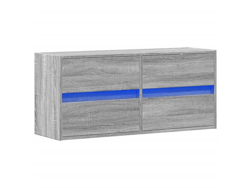  Meuble tv - banc tv - meuble de rangement mural avec lumières led sonoma gris 100x31x45 cm  - Conforama C