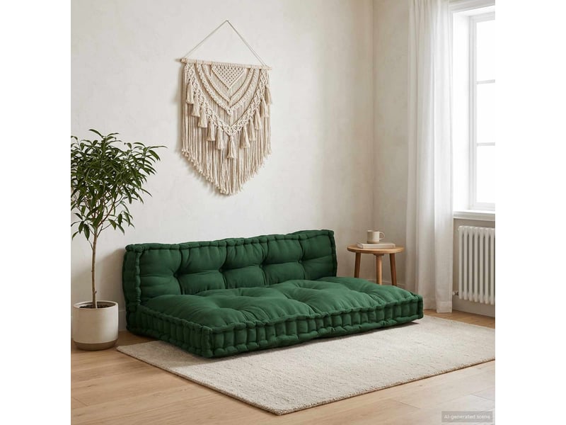 Coussin de canapé sur palette, coussin de chaise 2 pc tissu vert 120 x 80 x 38 cm cf54206  - Conforama B