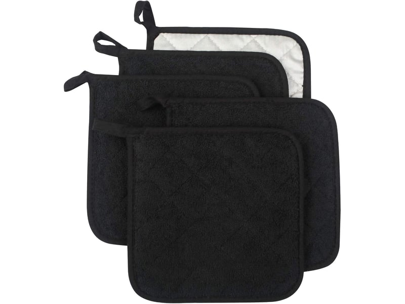  Lot de 5 maniques de cuisine résistantes à la chaleur - dessous de plat pour four - maniques en tissu éponge - pour la cuisson et la pâtisserie(noir)  - Conforama A