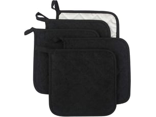 Lot de 5 maniques de cuisine résistantes à la chaleur - dessous de plat pour four - maniques en tissu éponge - pour la cuisson et la pâtisserie(noir)