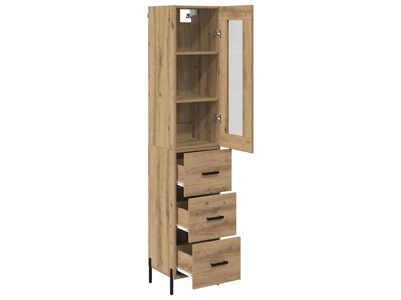 Buffet - haut armoire chêne artisanal 34,5 x 34 x 180 cm - Conforama E
