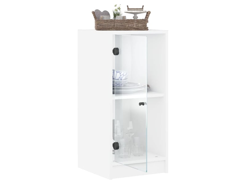  Buffet - armoire latérale avec portes en verre blanc 35x37x75,5 cm  - Conforama E