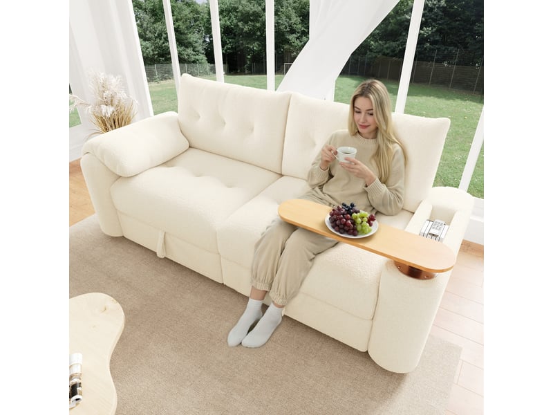  Canapé convertible, canapé-lit, 3 places, beige, adapté à l'espace de vie, mobilier pour espace de vie, pour salon et séjour  - Conforama A
