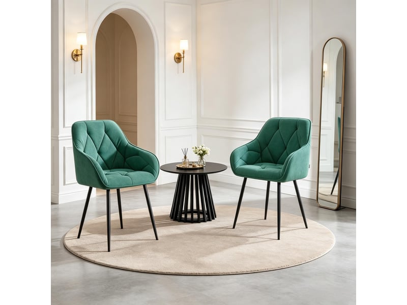  Chaise de salle à manger - ensemble de chaises modernes avec dossier ergonomique, chaises rembourrées confortables, turquoise  - Conforama W