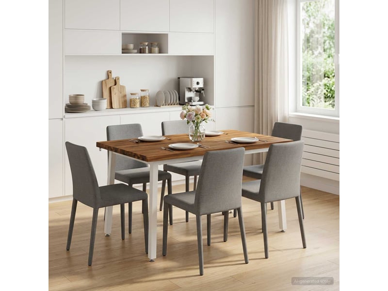  Table à manger moderne 120x80x75 cm bois d'acacia massif naturel et blanc shl96776  - Conforama C