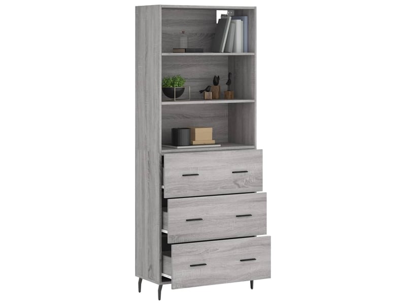  Buffet haut - bahut - meuble de rangement sonoma gris 69,5x34x180 cm bois d'ingénierie  - Conforama C