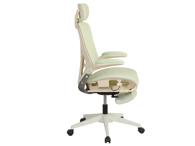 Chaise de bureau ergonomique pliable verte, appui-tête 3d et accoudoirs pliables - Conforama D