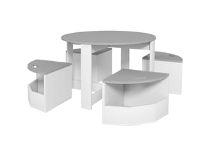 Table enfant avec 4 chaises 5 pièces avec rangement, ø 78 x 49 cm, cadeau pour fille garçon 3-8 ans, gris