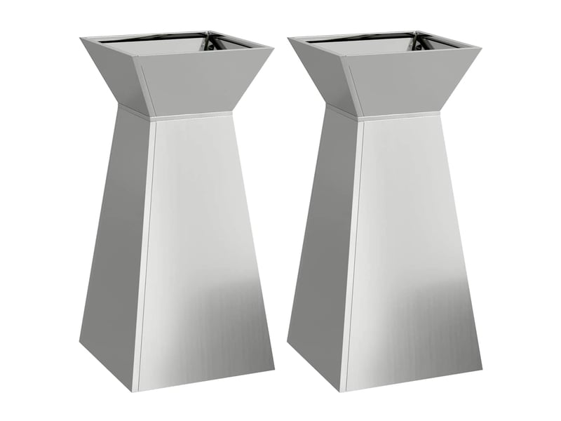Jardinière - bac à fleurs à pilier 2 pcs argenté 35 x 35 x 73 cm - Conforama A