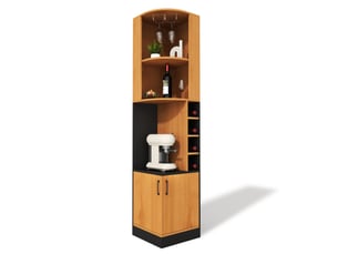Meuble bar d’angle 40x40x182 cm avec porte-verres, coloris naturel