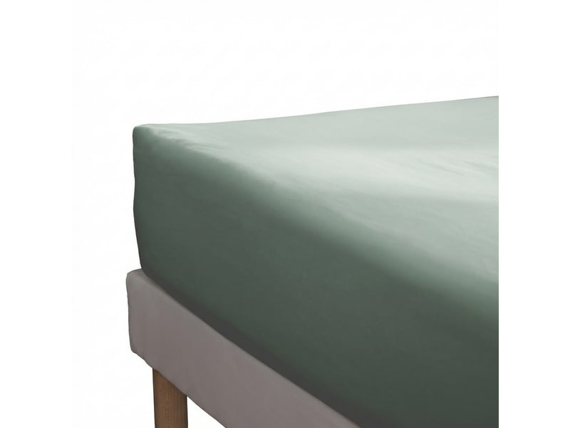  Drap housse 140x190+30 cm percale de coton céladon PD25230 - Conforama A