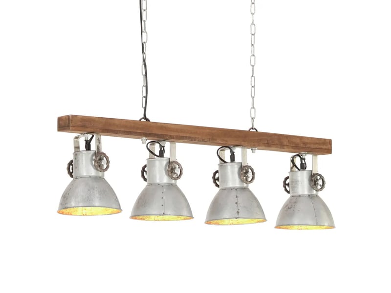  Plafonnier industriel élégant pour salon cuisine 90 x 17 x 25 cm ambiance cozy en fer argenté 02_0046657  - Conforama A