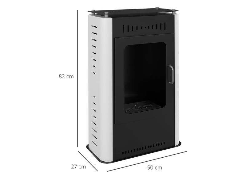  Cheminée poêle à éthanol avec réservoir 1,2l 3h de durée de combustion couverture 20 à 25 m² 50 x 27 x 82 cm noir  - Conforama C