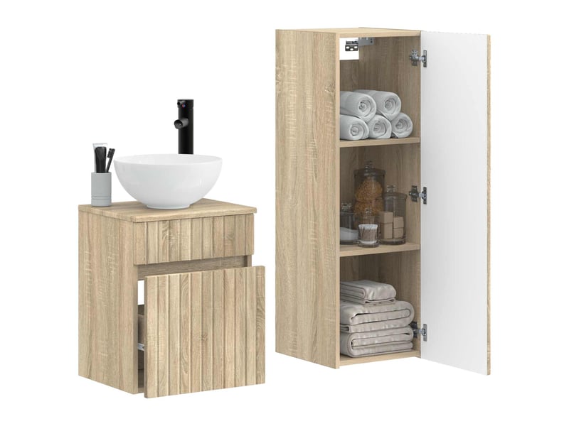 Ensemble de mobilier de salle de bain 2 pcs chêne sonoma shl666 - Conforama C