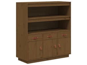 Buffet haut - bahut - meuble de rangement marron miel 100x40x108,5 cm bois massif de pin
