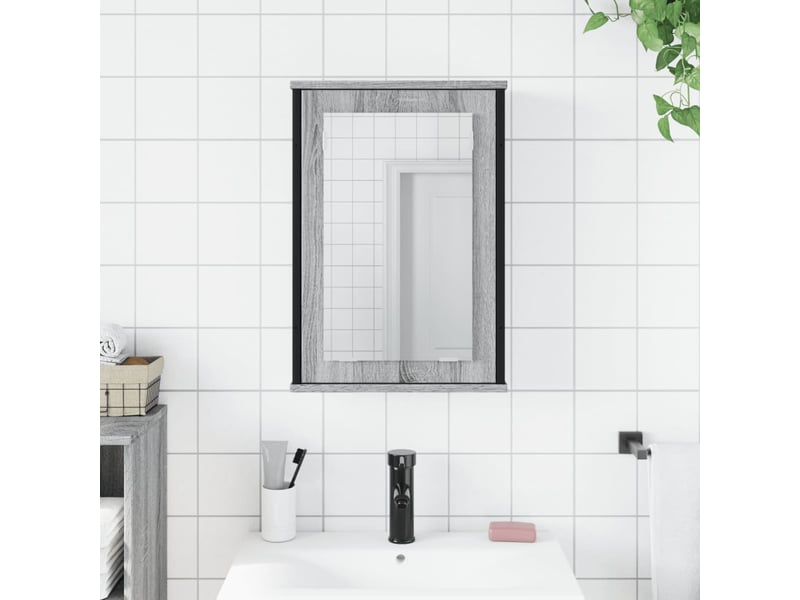  Armoire à miroir de salle de bain sonoma gris bois d’ingénierie shl2778  - Conforama C