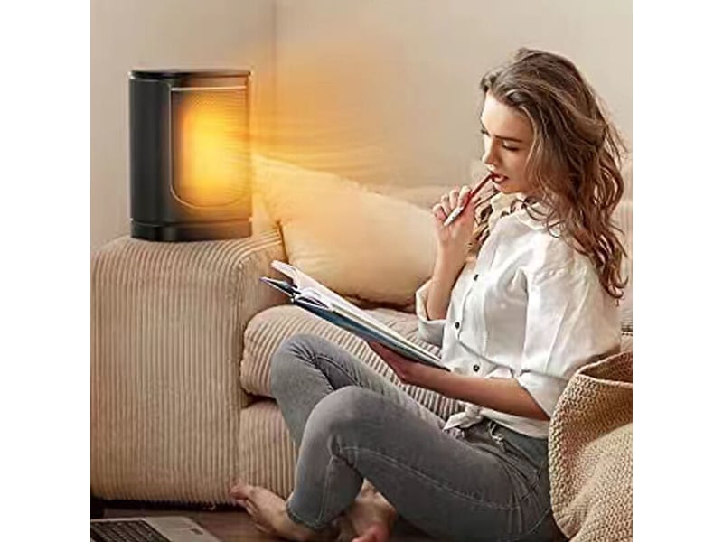  Chauffage céramique avec télécommande 1500w électrique, chauffage vertical domestique au gaz de salle de bains, chauffage instantané à tête secouante, noir  - Conforama C