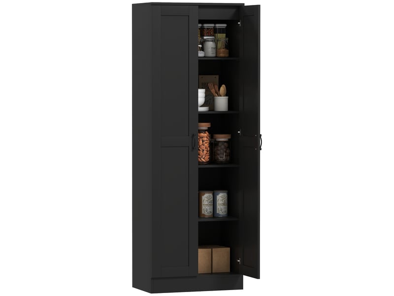  Armoire 2 portes meuble de rangement avec 5 étagères, style contemporain, 60l x 36,5l x 175h noir  - Conforama A