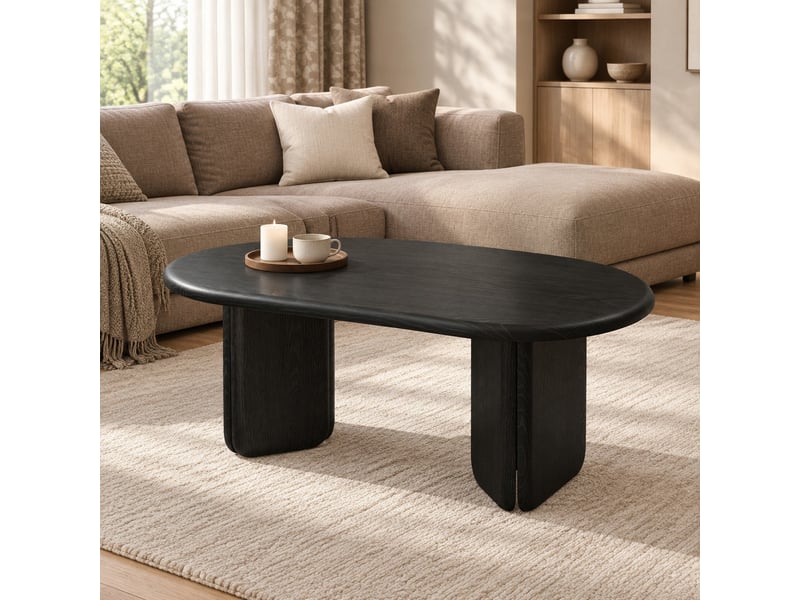  Table basse ovale noire 99 x 50 cm en mdf evryae  - Conforama C