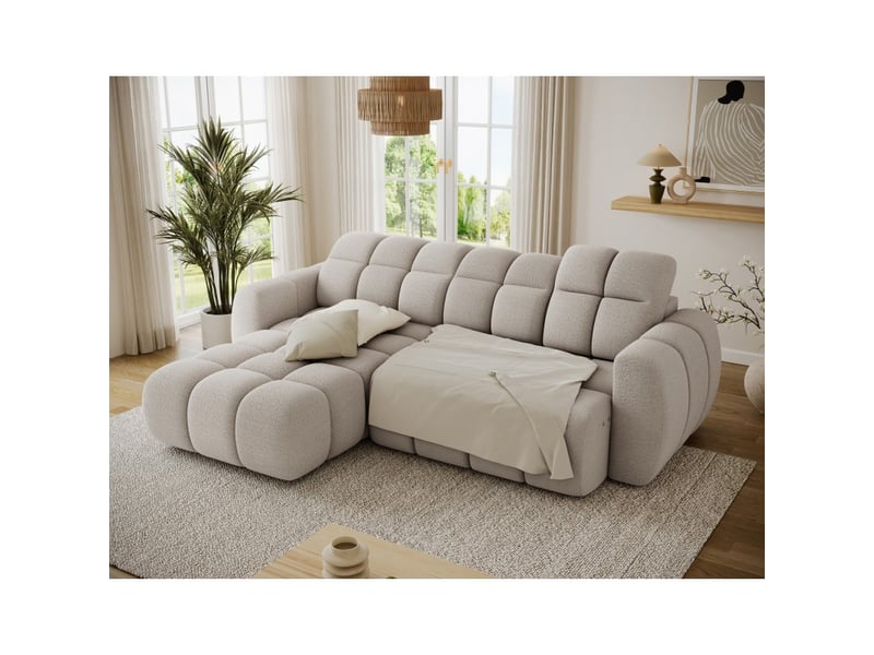  Canapé d'angle électrique fanoti 3 places beige – angle gauche  - Conforama C