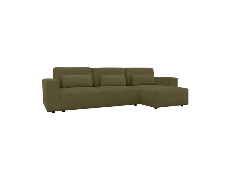 Canapé d'angle convertible réversible 3 places tissu chenille avec coffre de rangement kaki - theo - Conforama A