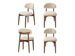 Lot de 4 chaises de salle à manger en tissu chenille, pieds en bois massif,43 x 51 x 83 cm,beige