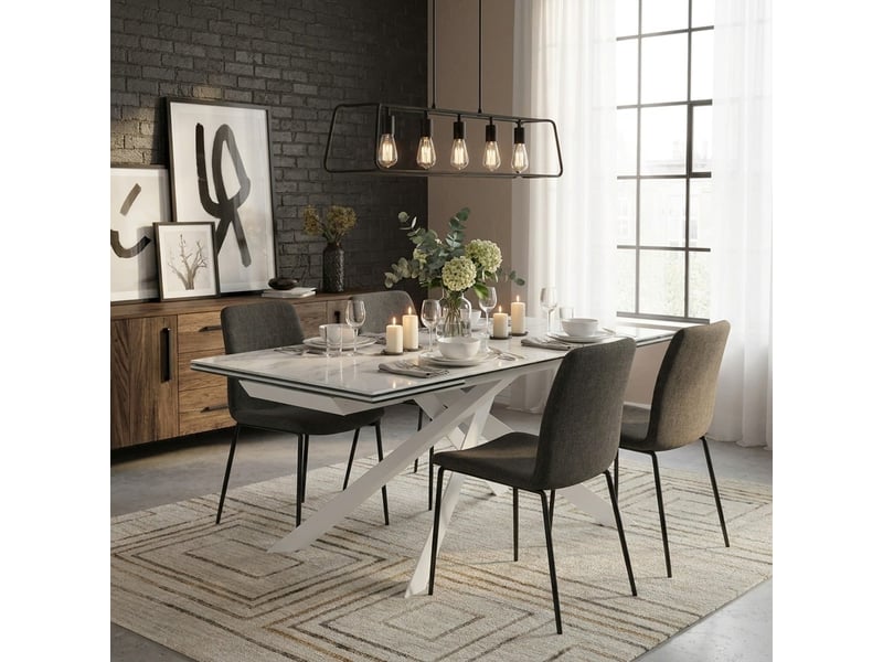  Table extensible en céramique et métal 160240x90 axis - blanc  - Conforama B