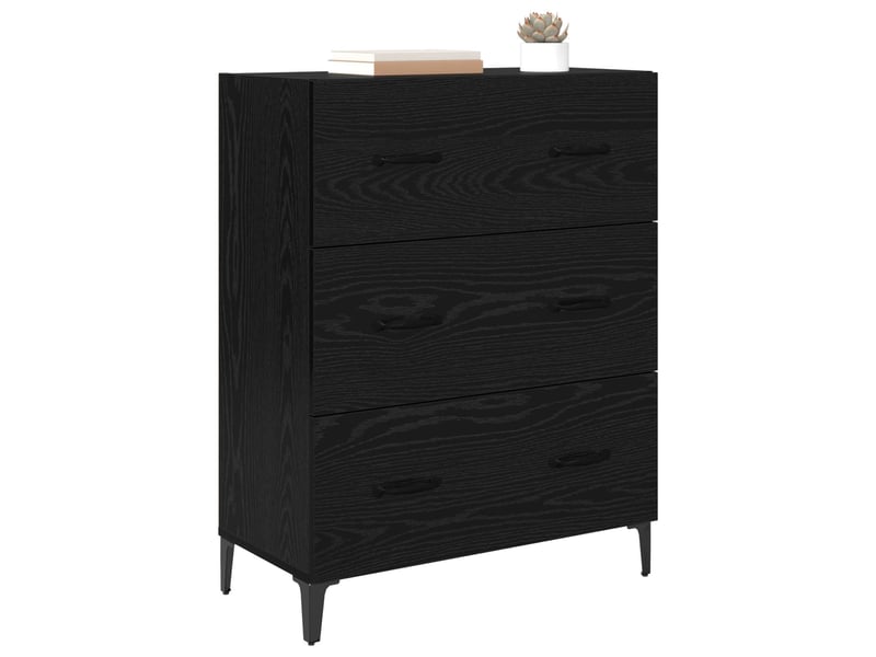  Buffet - bahut - meuble de rangement chêne noir 69,5 x 34 x 90 cm bois d'ingénierie et fer  - Conforama C