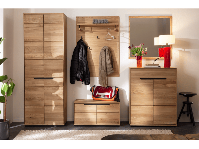  Banc à chaussures 2 portes coloris chêne sauvage massif - longueur 79 × profondeur 41 × hauteur 41 cm  - Conforama B