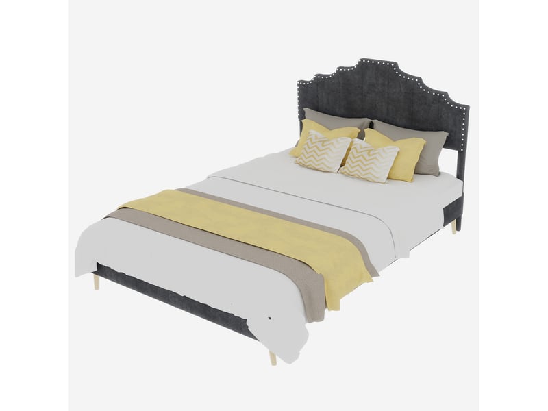  Lit 140x200 cm moderne minimaliste gris tête confortable sans sommier gaz ni matelas  - Conforama A