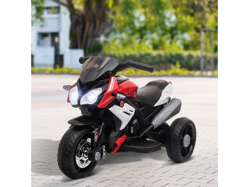  Moto électrique pour enfants, lumières et sons, 3 kmh, rechargeable, plastique et métal, noirrouge  - Conforama D