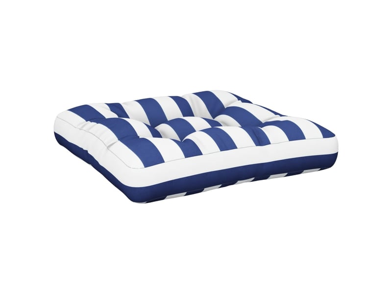  Coussin de palette, coussin de chaise, coussin de canapé rayures bleues et blanches 50x50x12 cm tissu cf55421  - Conforama D