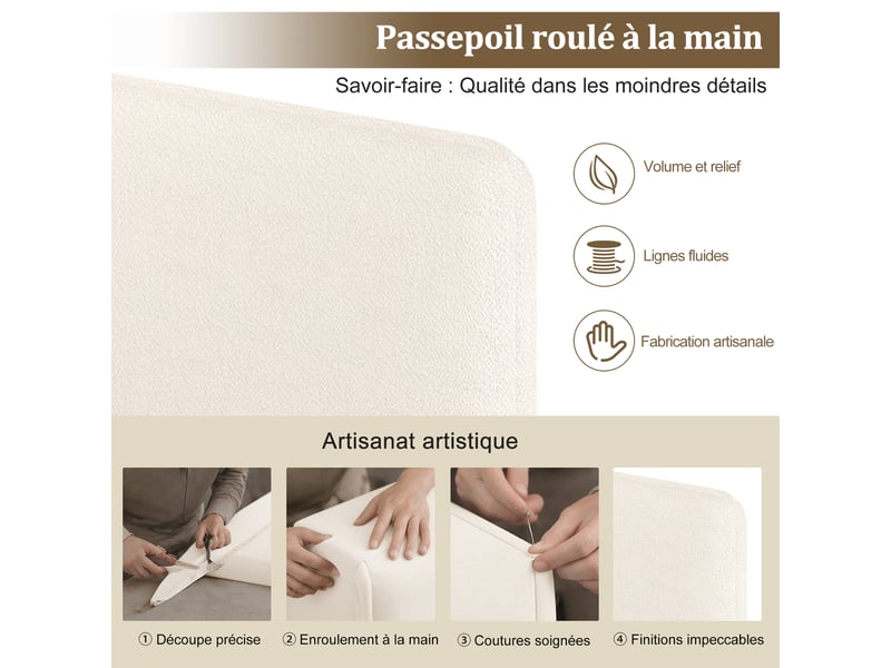 Lit enfant lit simple 90x200 cm avec coffre hydraulique, banquette lit réversible, tissu bouclé, beige OPULERANE TRADING LTD - Conforama E