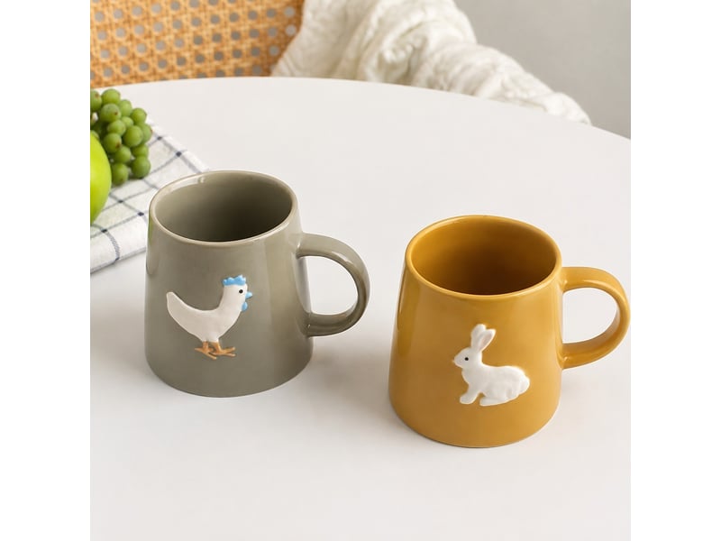  Mug en céramique, motif coq gris  - Conforama D