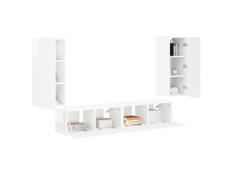  Ensemble de meuble tv - banc tv - meuble de rangement mural 4 pcs blanc brillant  - Conforama C