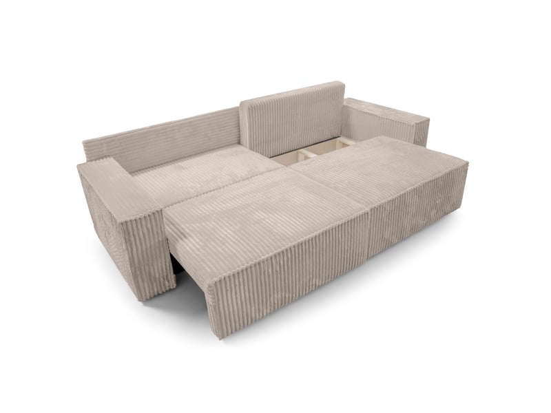 Farah - canapé droit assise profonde 3 places convertible en velours côtelé épais - Conforama E