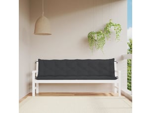 Lot de 2 coussins de banc jardin, coussins d'assise noir 200x50x7 cm tissu oxford cf58734