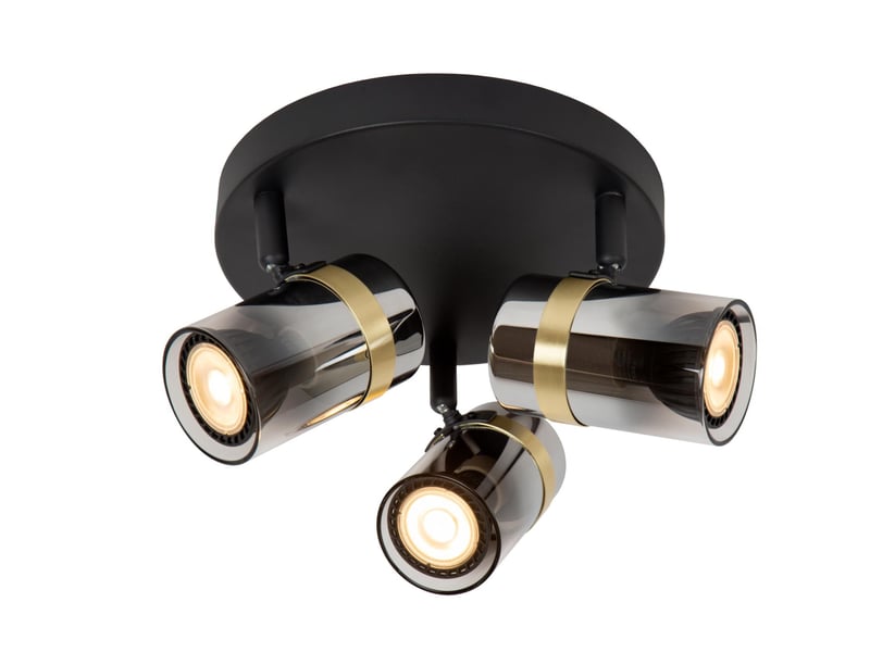 Plafonnier led diam 31cm 3xgu10 verre fumé - lucide - upton  - Conforama A